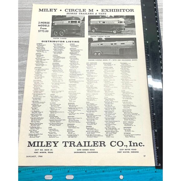 Miley Trailer Co Vintage Print Ad 1960s Horse Trailers Circle M Exhibitor - Picture 2 of 5